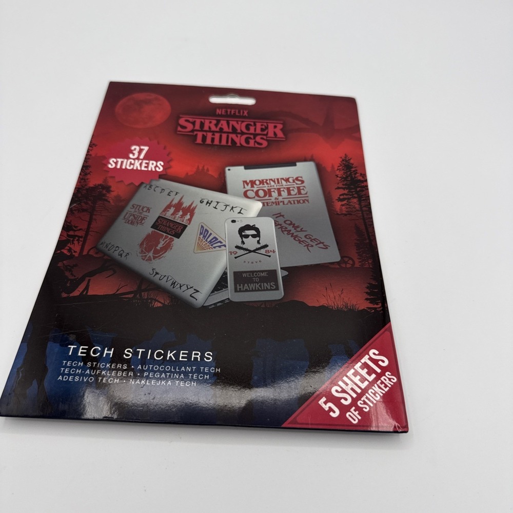Netflix Stranger‎ Things Tech Stickers OS Multicolor New 37 Decals 5 Sheets